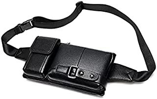 Men's Leather Sling Bag,Chest Shoulder Backpack, Water waterproof Crossbody Bag