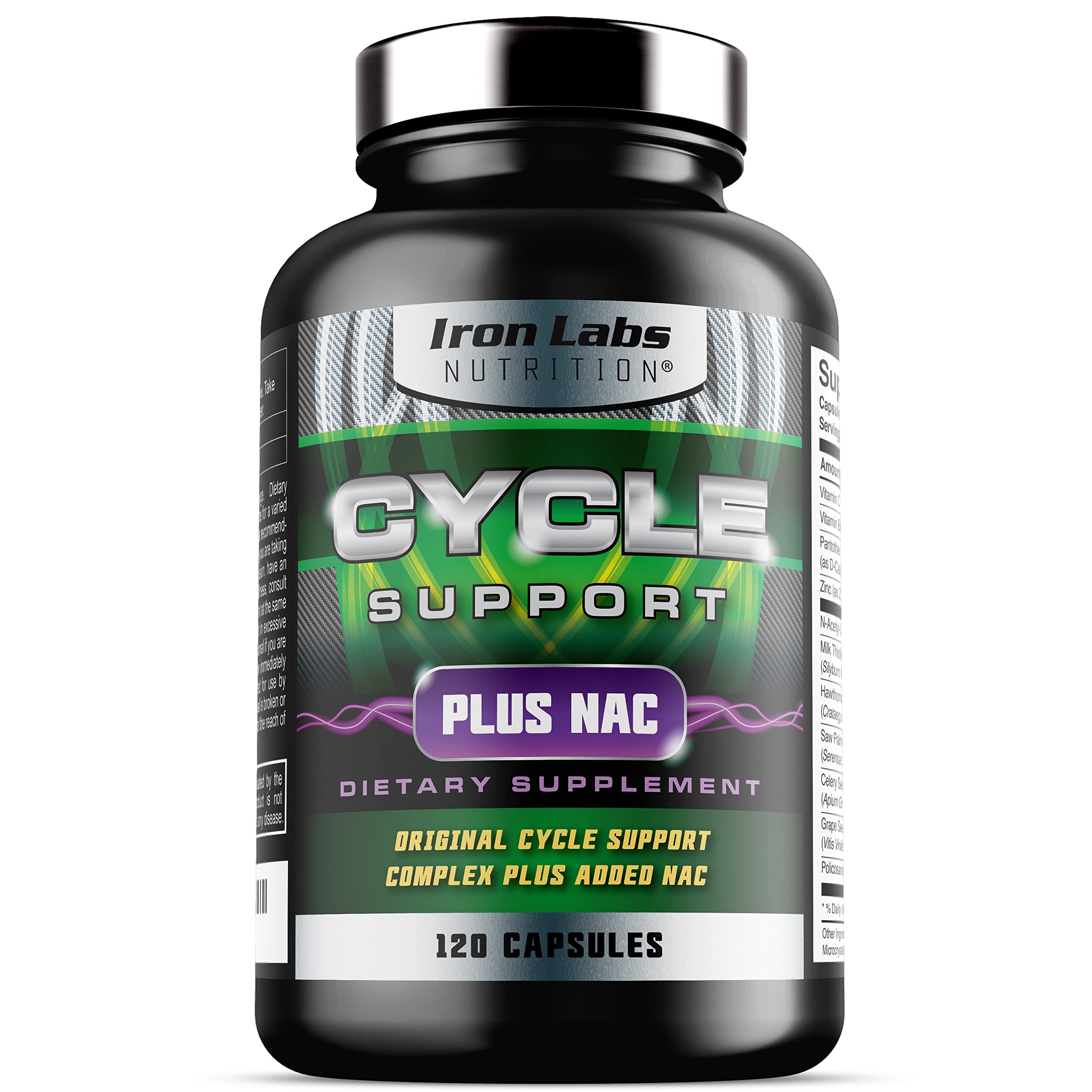 Iron Labs Nutrition Cycle Support Plus NAC (N-Acetyl-L-Cysteine) - On Cycle Support Supplements for Men - with N Acetyl L Cysteine, Milk Thistle, Hawthorne Berry and More (120 Capsules)