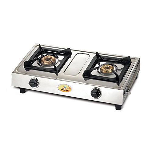 Bajaj Stainless Steel Popular Eco 2 Burner Gas Stove, (Silver)