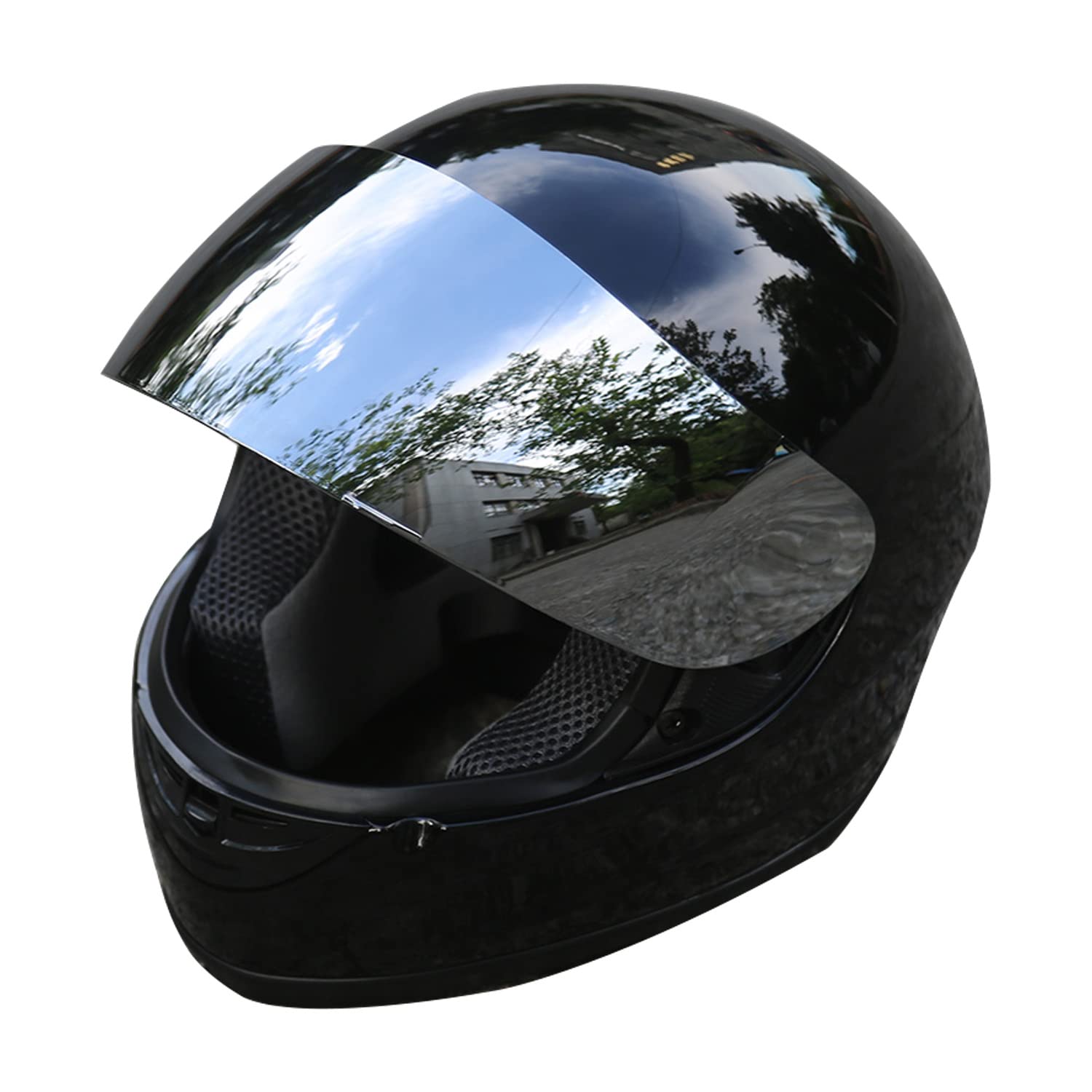 TCT-MOTORPARTS DOT Adult Helmet Full Face Black/Pink Butterfly White/Matte Gloss Black Star Carbon Fiber Dual Visor 3/4 Open Face Sun Shield Scooter Street Dirt Bike Helmet S~XX