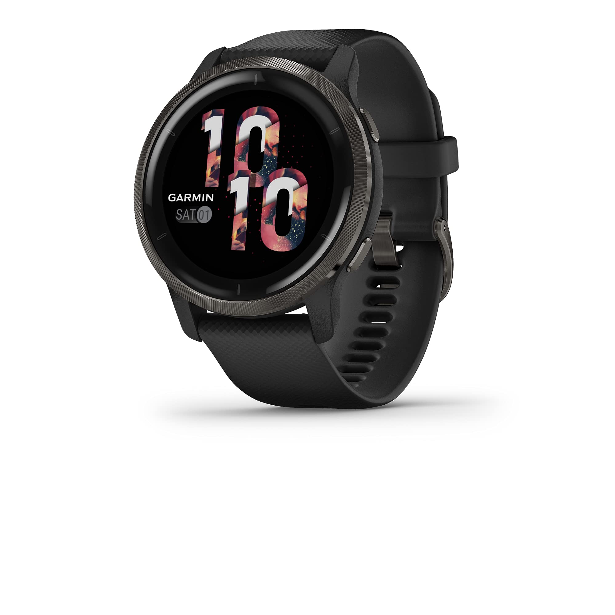Garmin Venu 2, GPS Smartwatch with Advanced Health Monitoring and Fitness Features, Slate Bezel with Black Case and Silicone Band
