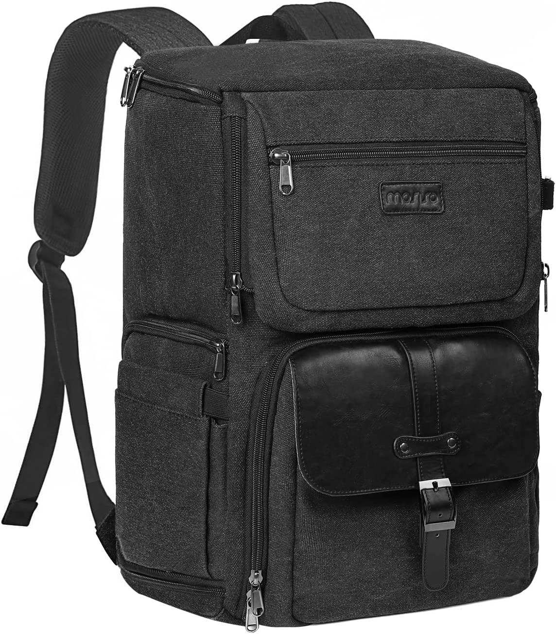         MOSISO Camera Backpack, DSLR/SLR/Mirrorless Photography Camera Bag Case PU Flap Front Pocket with Tripod Holder&amp;15-16 inch Laptop Compartment Compatible with Canon/Nikon/Sony/DJI Mavic Dro