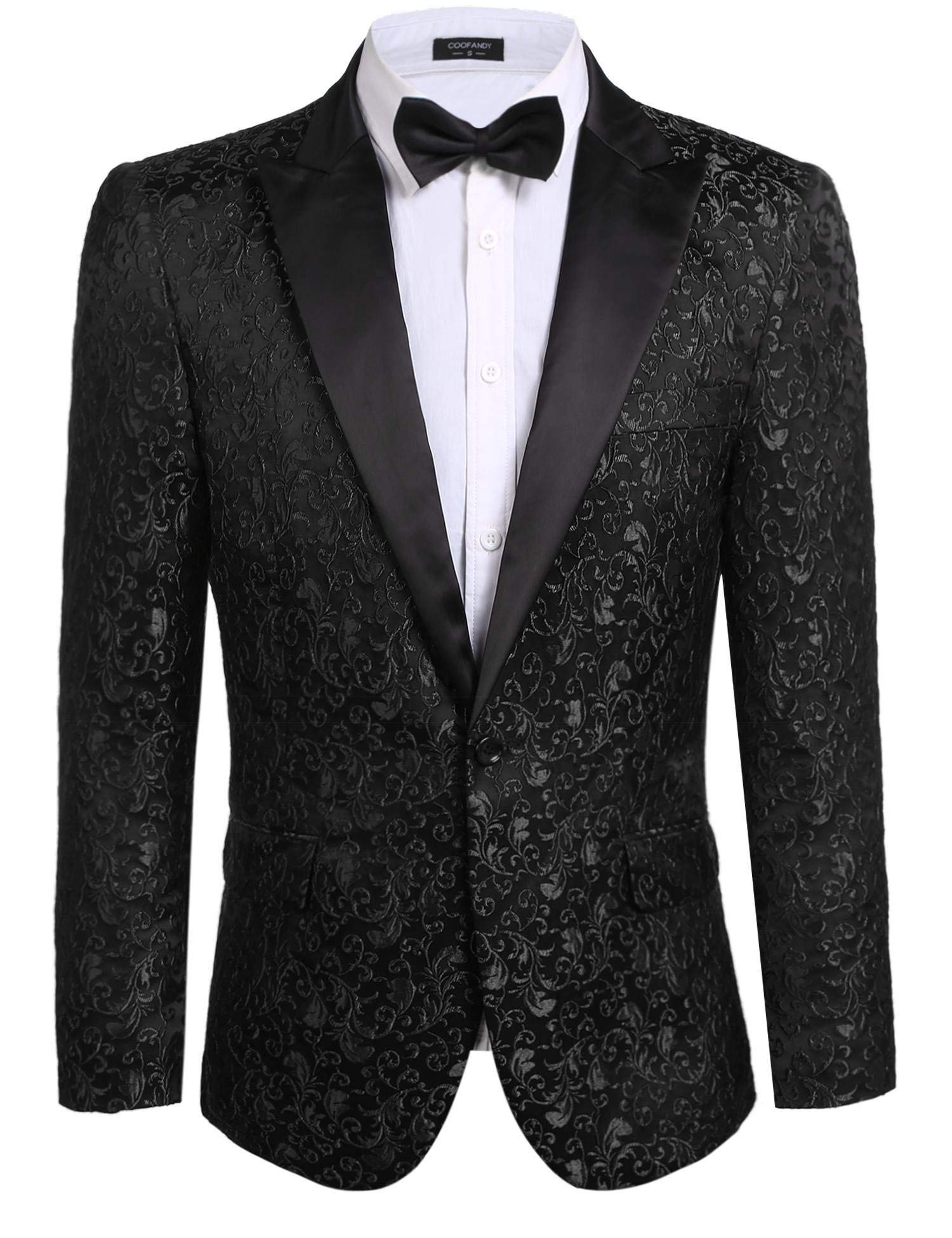 Men Floral Blazer Suit Jacket Dinner Party Prom Wedding Stylish Tuxedo