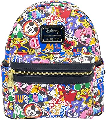 Exclusive Disney Stickers All Over Print Double Strap Shoulder Bag