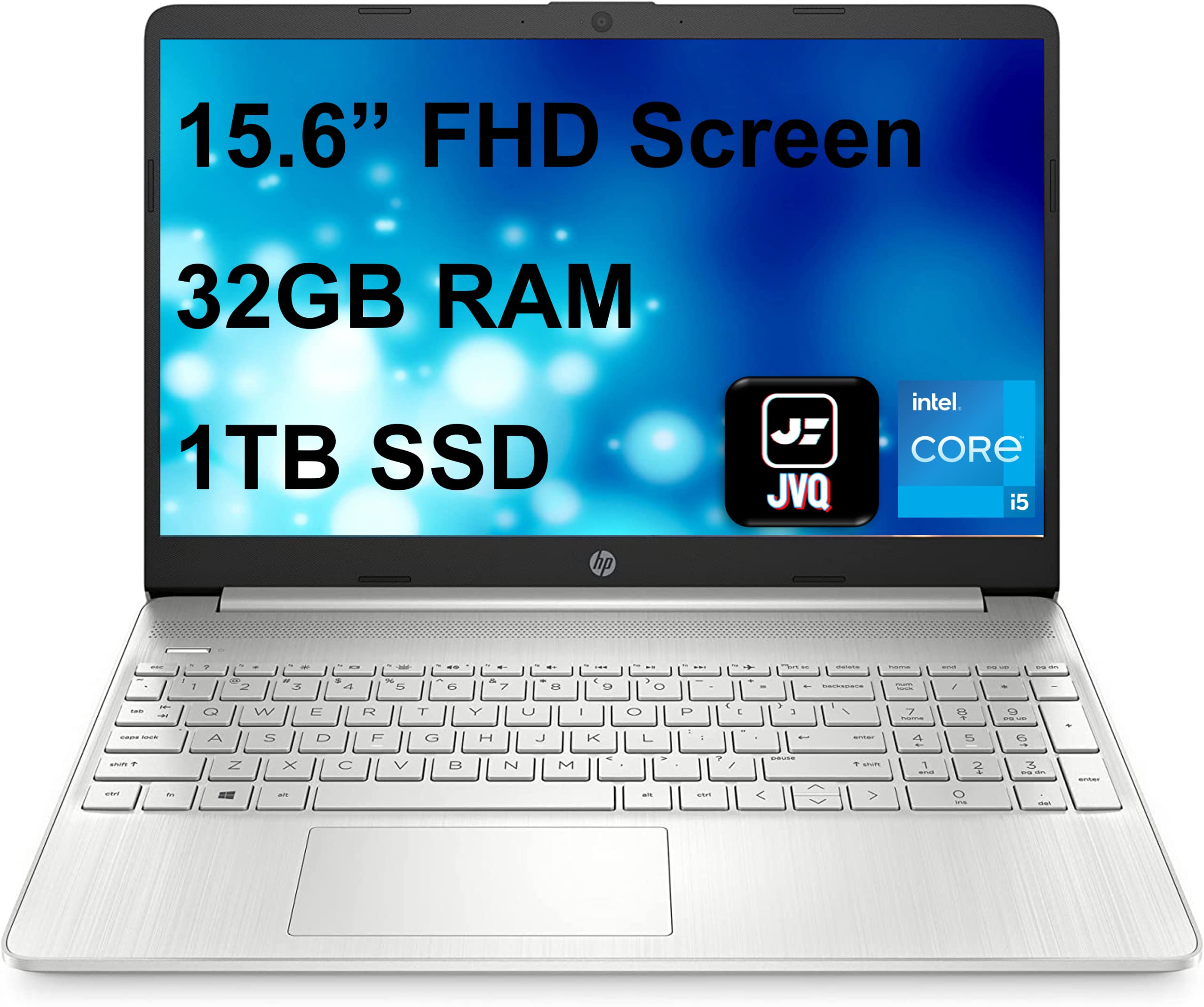 HP Newest Pavilion Laptop, 15.6" FHD Screen, Intel Core i5-1135G7 Processor (up to 4.2 GHz), 32GB Memory, 1TB SSD, Type-C, HDMI, Bluetooth, Windows 11 Home, Silver, JVQ MP