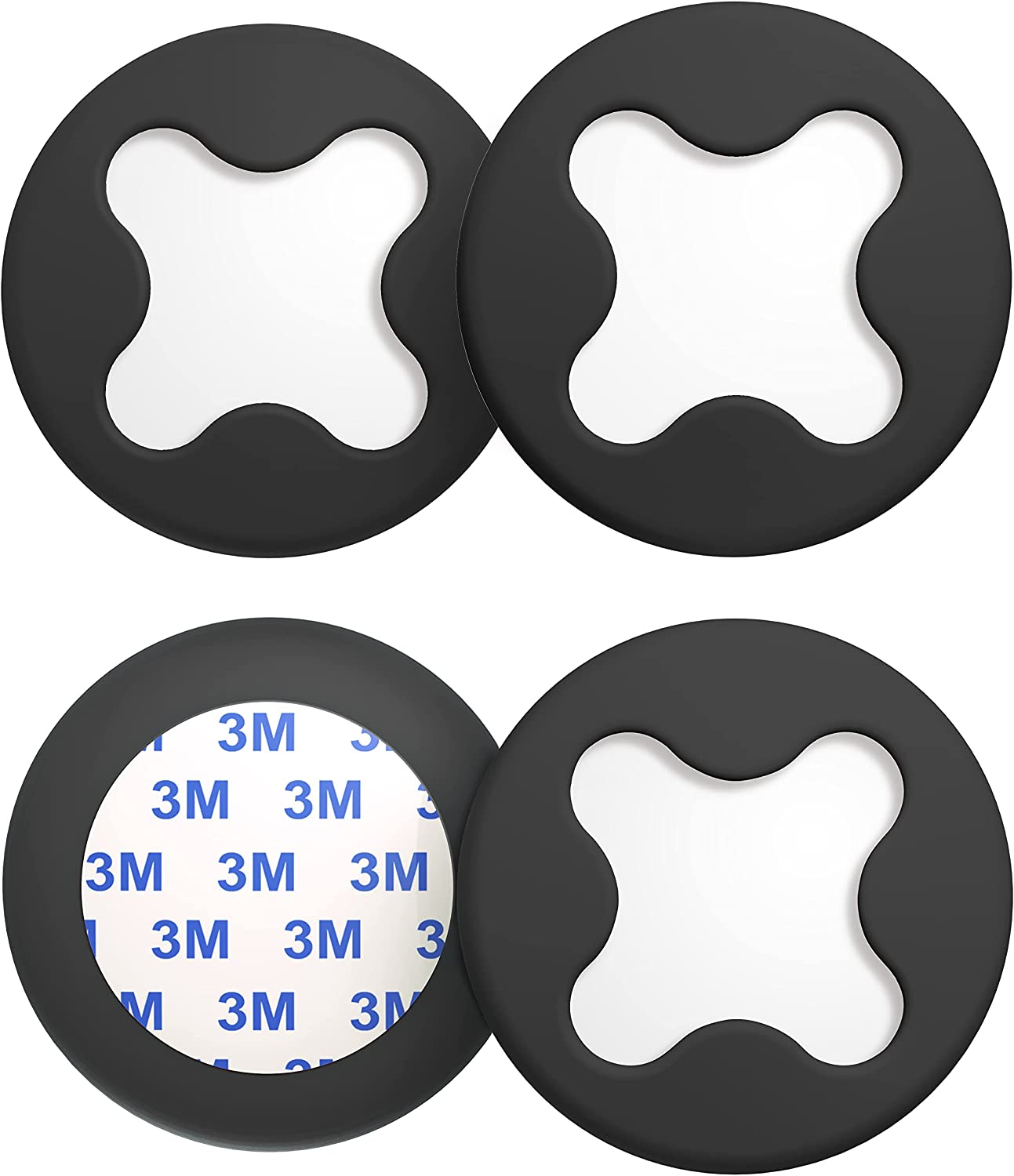         ELFRhino Airtag Holder 4 Pack, Silicone Apple Airtag Case, Adhesive Airtag Sticker Cover for TV Remote Luggage Bike Mount Car Laptop, Multi-Purpose Airtag Accessories (Black x4)       