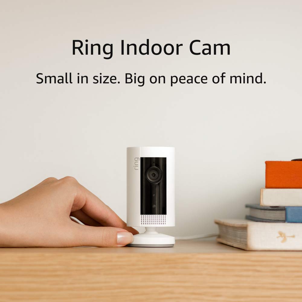 Ring Indoor Cam, Compact Plug-In HD security camera with two-way talk, Works with Alexa - White