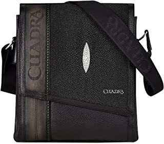 men's messenger bag in genuine stingray leather black