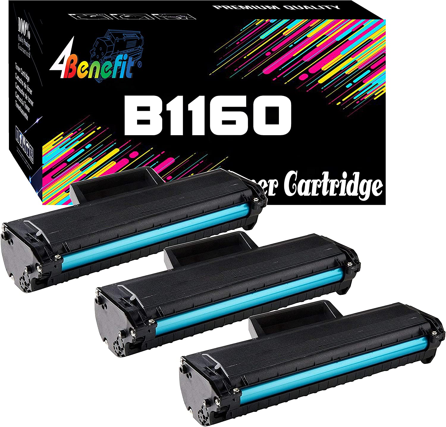         (Set of 3) 4Benefit Compatible Replacement B1160 Toner Cartridge B1160W (3xBlack) Work for Dell B1160 B1160w B1163w B1165nfw Laser Printer (YK1PM 331-7335 HF44N HF442)       