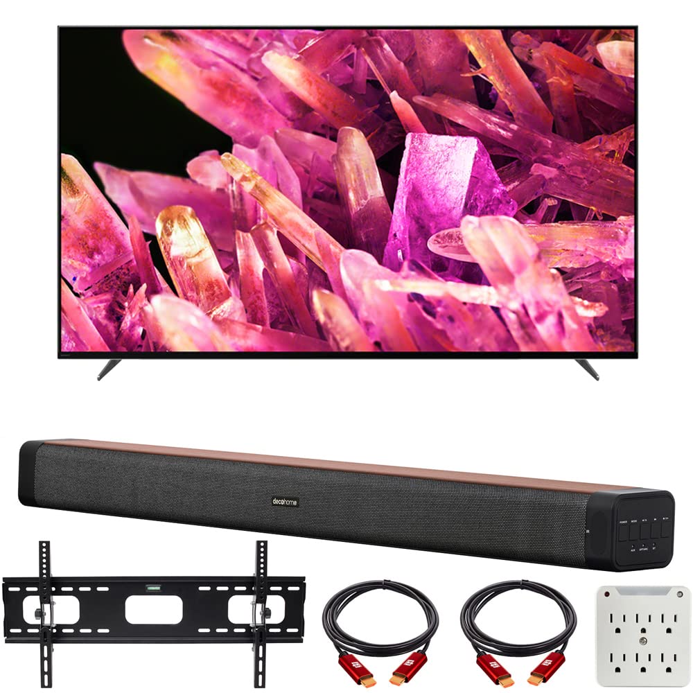 Sony XR75X90K Bravia XR 75" X90K 4K HDR Full Array LED Smart TV (2022 Model) Bundle with Deco Home 60W 2.0 Channel Soundbar, 37"-100" TV Wall Mount Bracket Bundle and 6-Outlet Surge Adapter