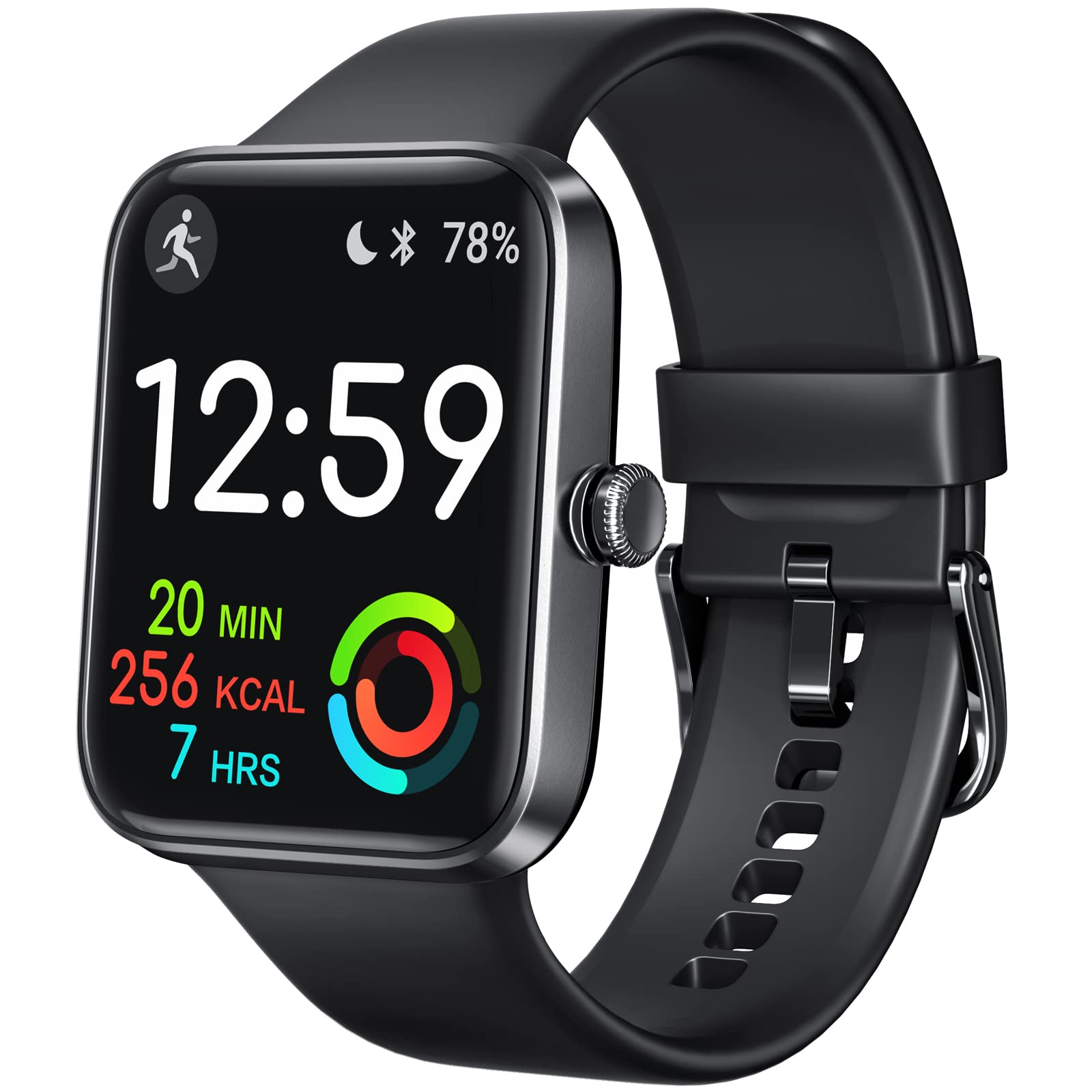 Fitness Tracker, Smart Watch [24h Accurate Health Monitor with 5ATM Waterproof] Smart Watch for Heart Rate, Blood Oxygen, Sleep, 1.7'' Touch Screen Fitness Watch for iPhone iOS Andriod, Black