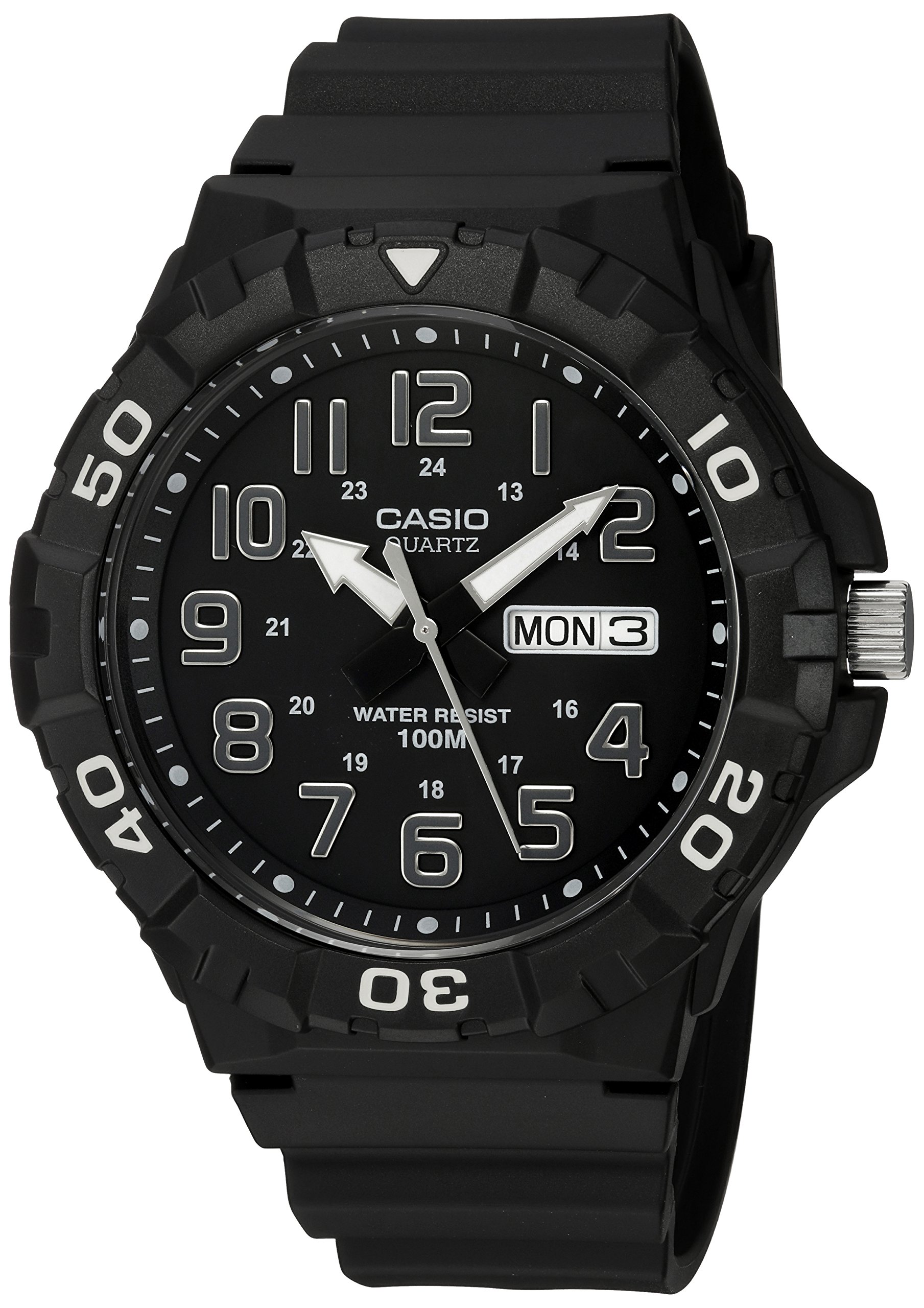 Men's MRW-210H-1AVCF Diver Style Analog Display Quartz Black Watch
