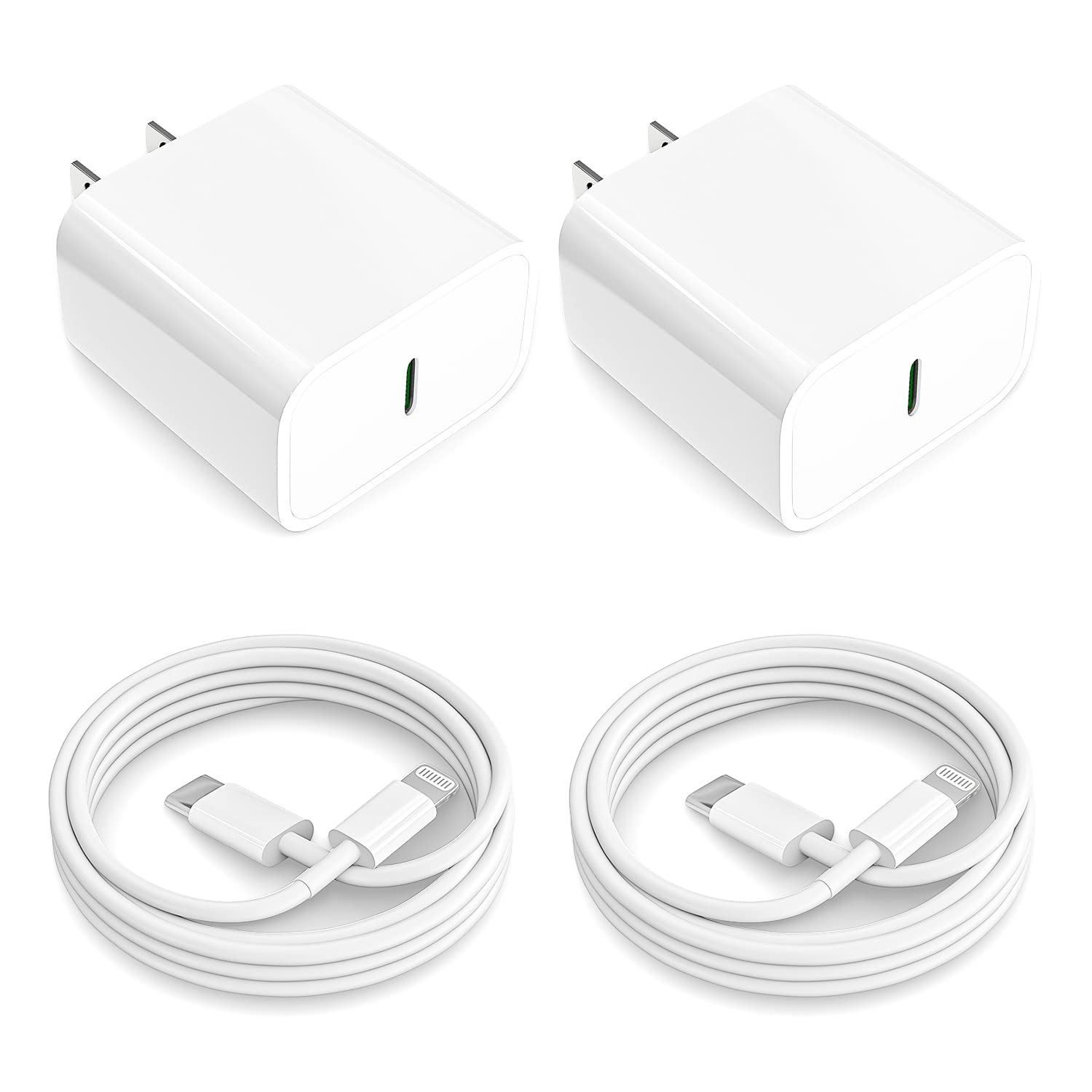 [Apple MFi Certified] iPhone 14 13 12 11 Fast Charger, 2Pack 20W PD Type C Wall Charger Block with 6FT USB-C to Lightning Cables Compatible with iPhone 14/13/ 12/11/ XS/XR/X/ 8 Plus/iPad,White