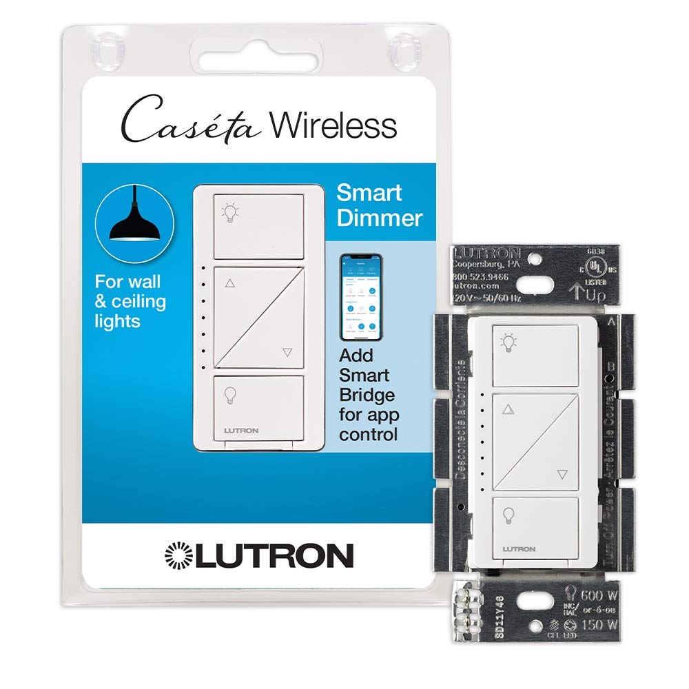 Lutron Caséta Wireless Smart Lighting Dimmer Switch for Wall and Ceiling Lights | PD-6WCL-WH | White