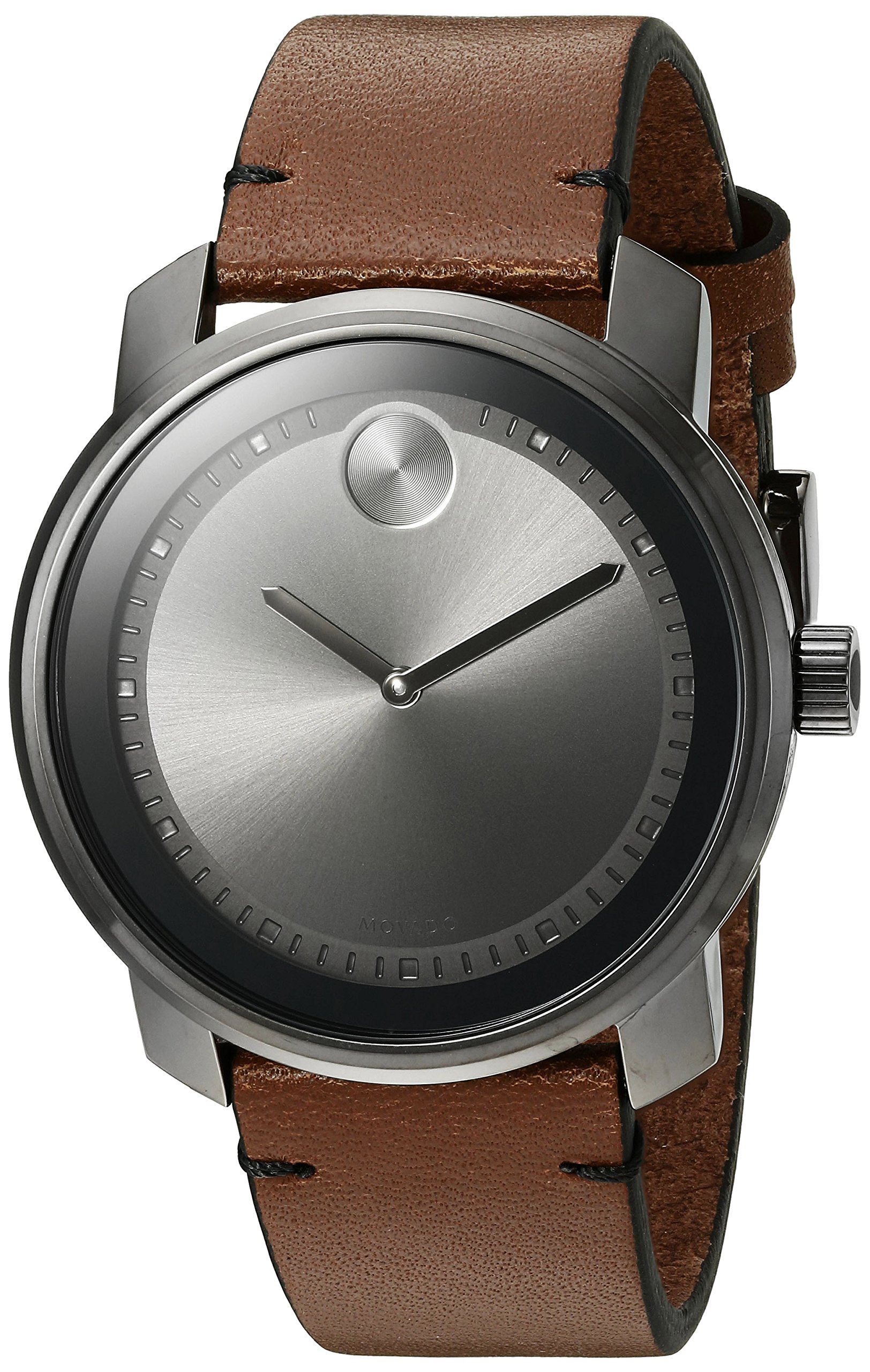 Men's Swiss Quartz Stainless Steel and Brown Leather Casual Watch (Model: 3600366)