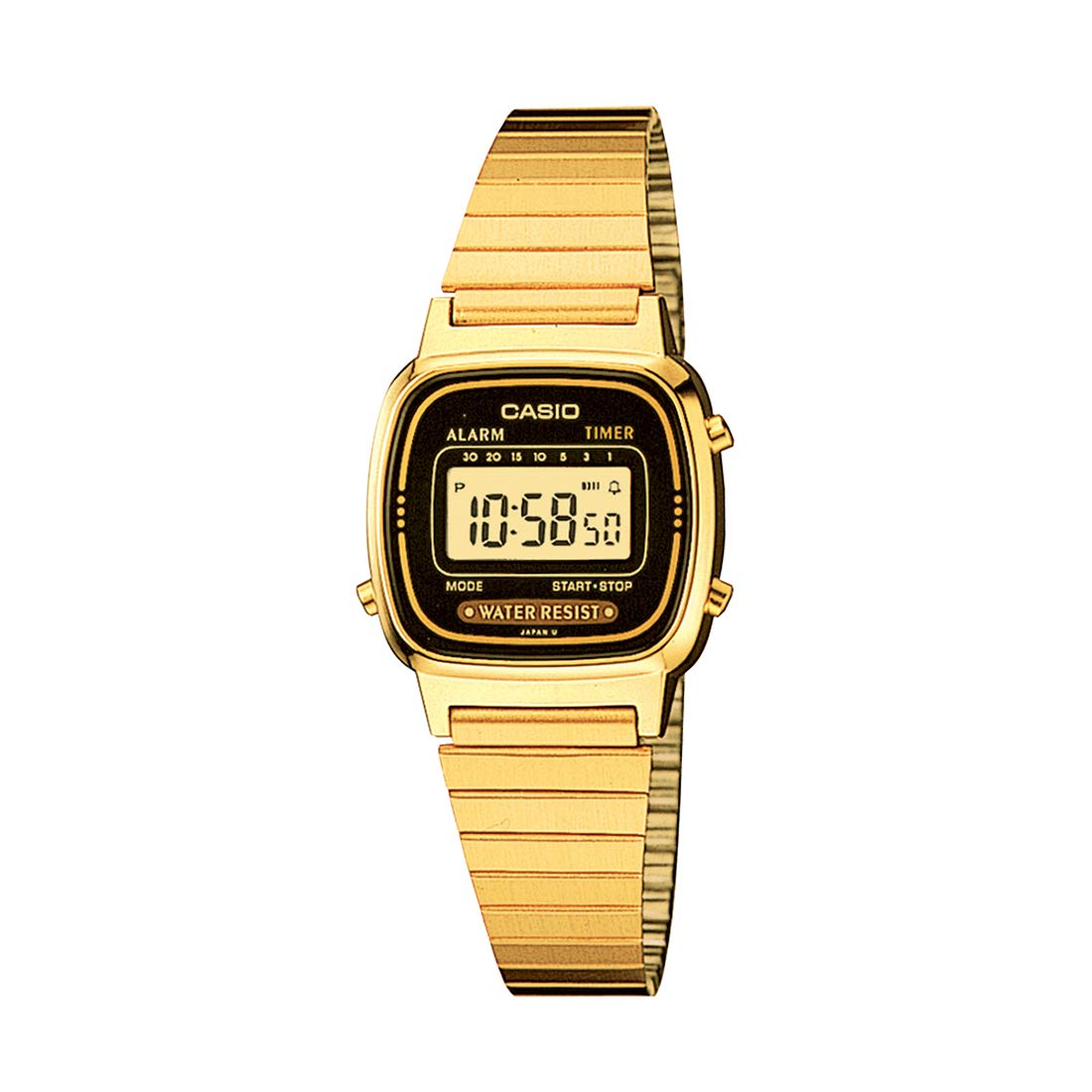 Women's Vintage LA670WGA-1DF Daily Alarm Digital Gold-tone Watch