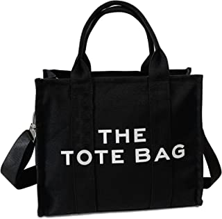 The Tote Bag for Women, Canvas/Leather Tote Bag with Zipper Sturdy Tote Purse Crossbody Hand Bag for School, Travel