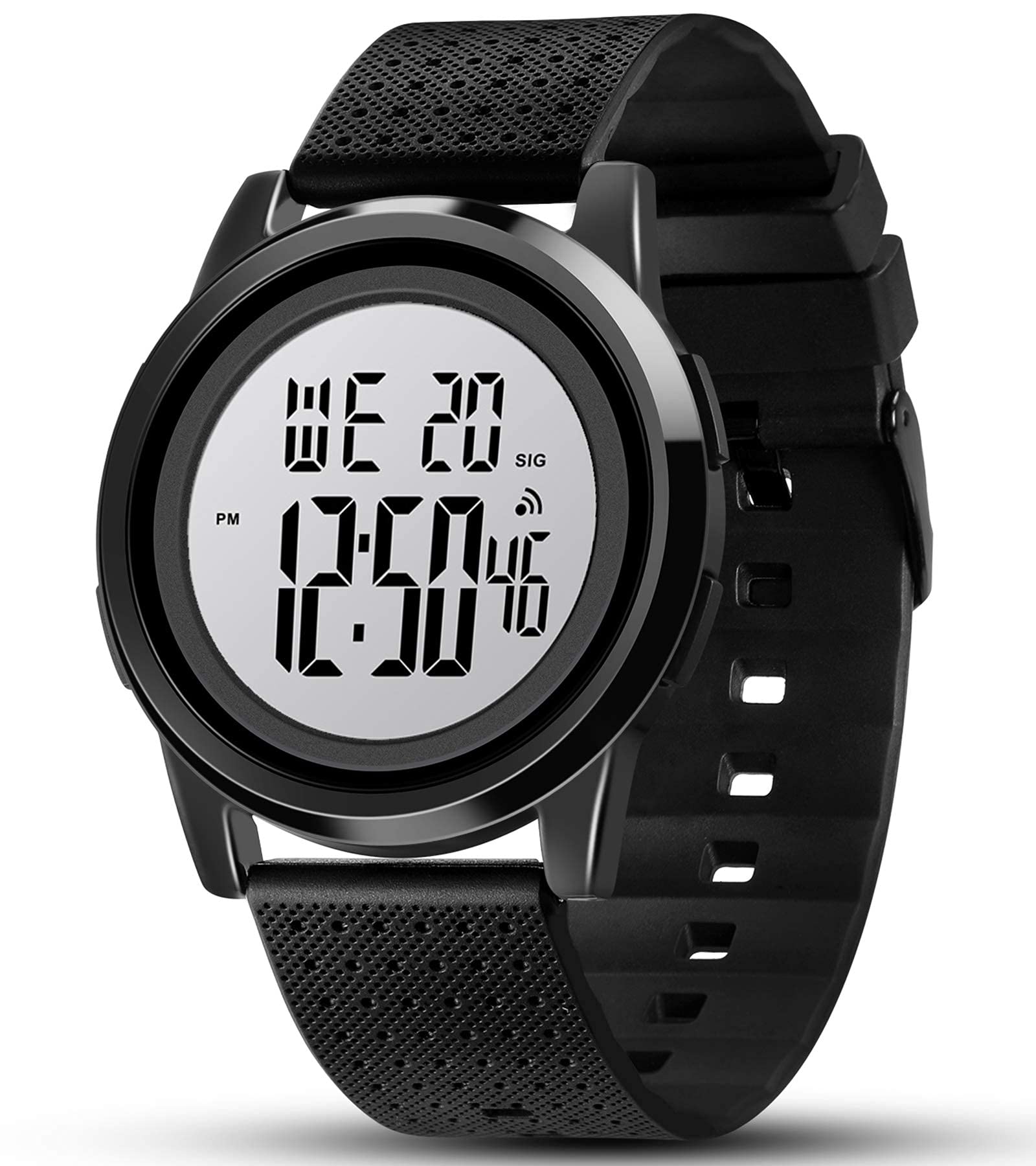 Mens Digital Watch Ultra-Thin Sports Waterproof Simple Watch Stainless Steel Wrist Watch for Men Women