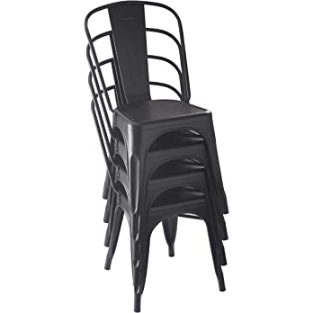           Basics 33DC01S4-BK Chair, 4 Pack, 20.1"D x 17.1"W x 33.5"H, Black        