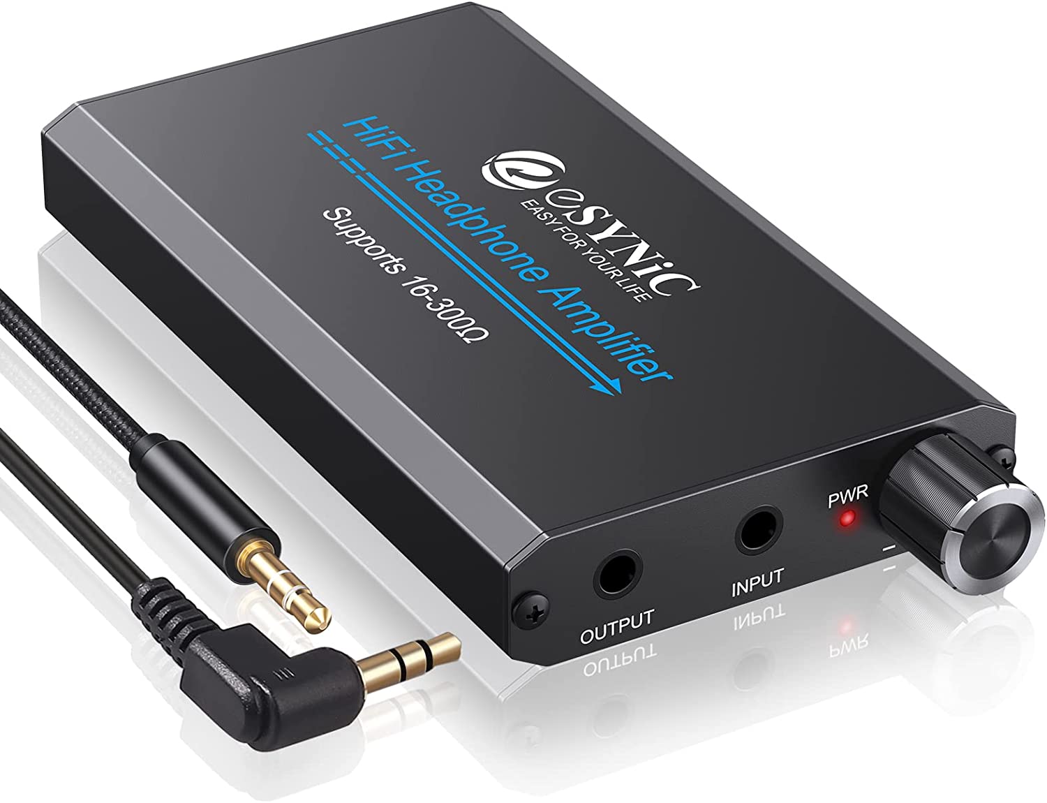         eSynic Professional Headphone Amplifier Portable Headphone Volume Amplifier Rechargeble Headphone Amps Digital HiFi Amp with 3.5mm Jack &amp; a Two-Stage Gain Switch for MP3 MP4 Phones and Com