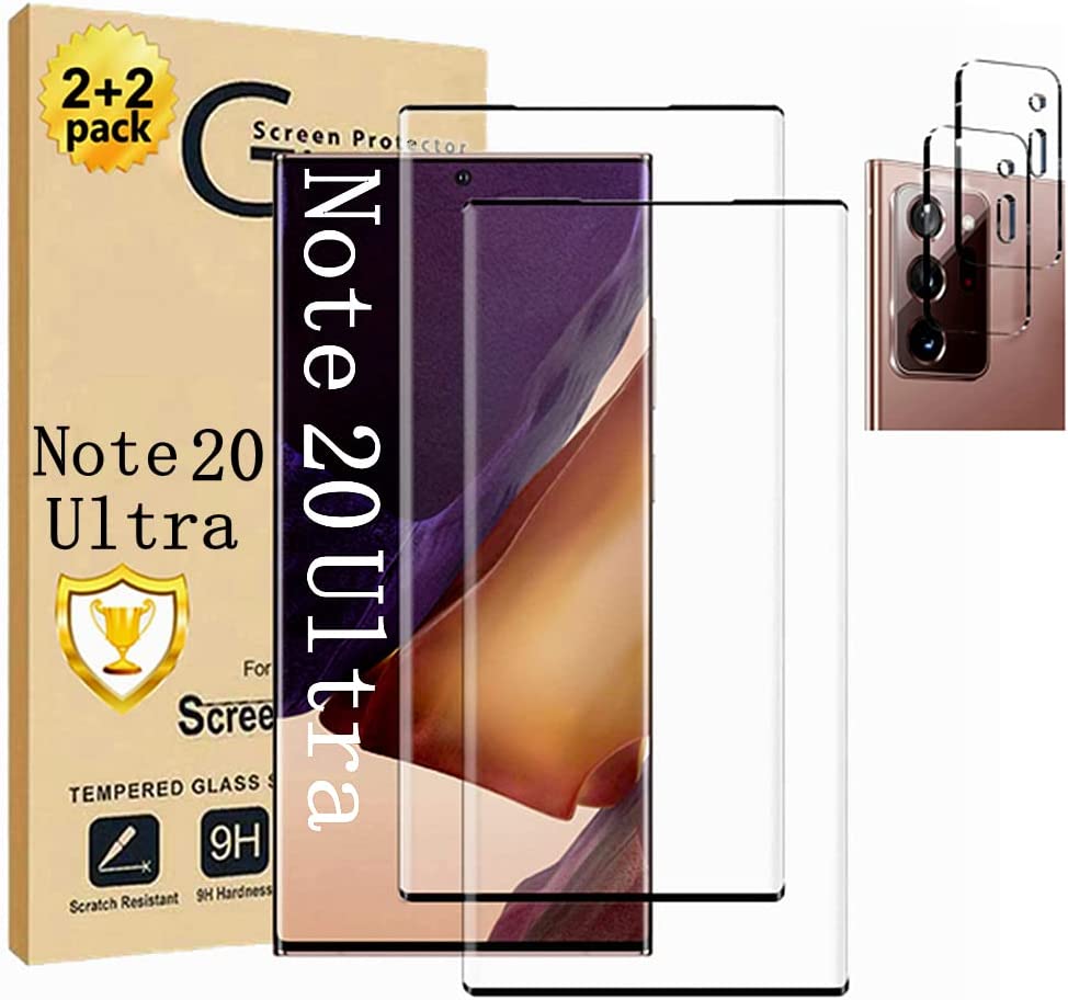        Micger Galaxy Note 20 Ultra Screen Protector 【2+2 Pack】 With Camera Lens Protector [ 3D Glass ] Compatible Fingerprint 9H Hardness Tempered Glass Screen Protector for Samsung Galaxy Note 20 Ul
