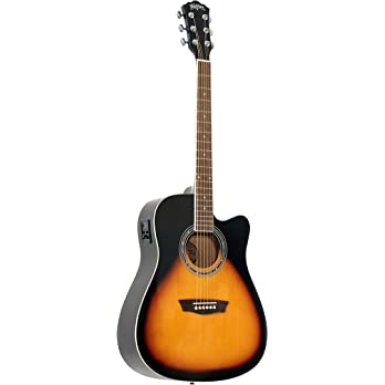          Washburn Vintage Series 6 String Acoustic-Electric Guitar, Right, Tobacco Sunburst (WA90CEVSB)        