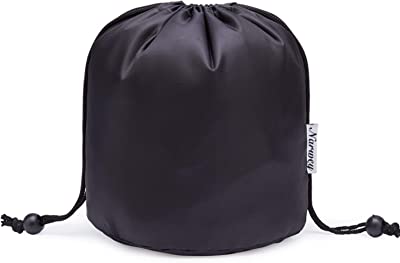 Barrel Drawstring Makeup Bag Travel Cosmetic Bag Toiletry Organizer Waterproof for Women and Girls (Small, Black)