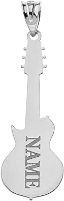          Guitar Charms Silver Personalized Musical Instrument Electric Guitar Pendant with Your Name        