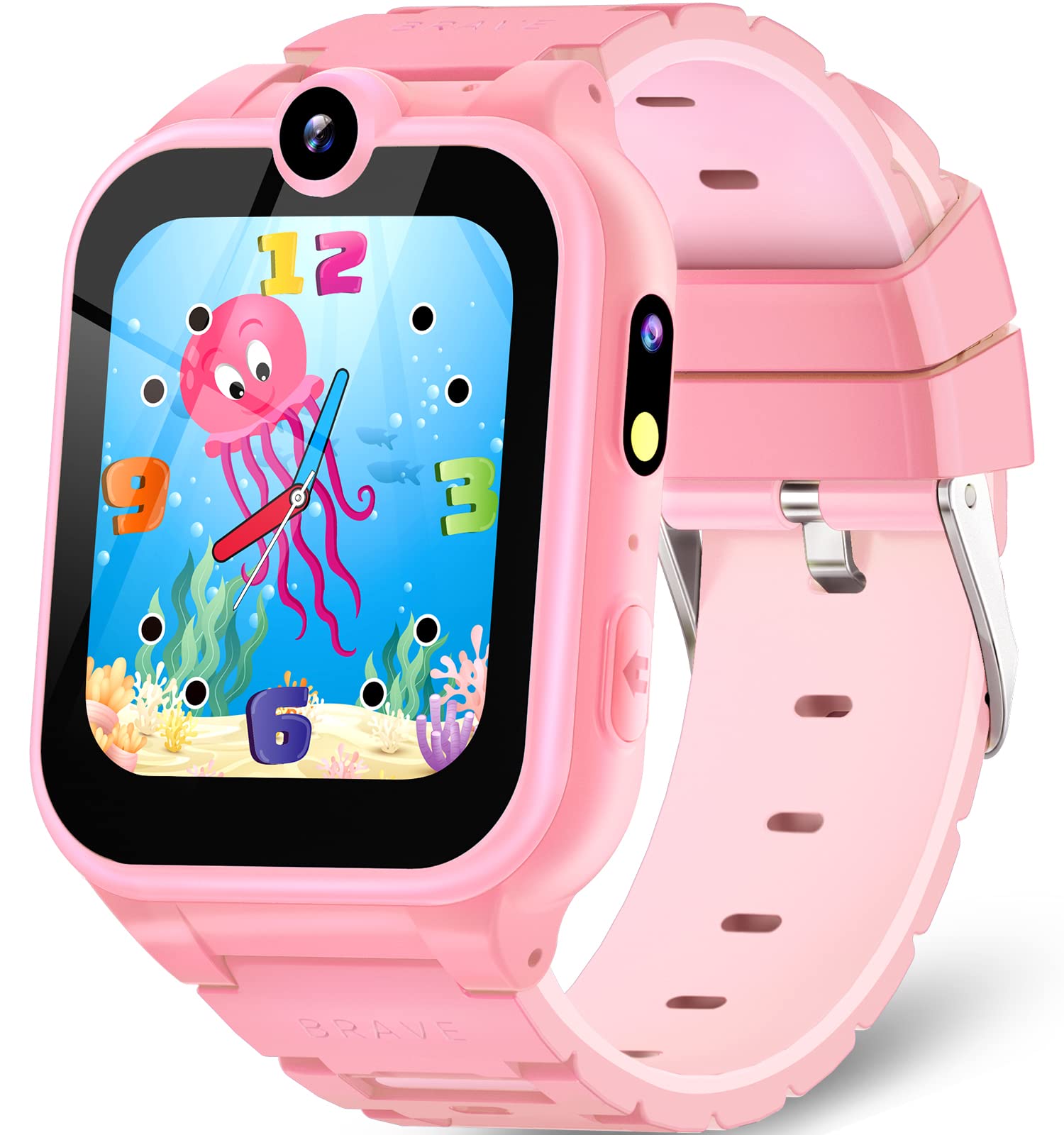MAVREC TOYS Smart Watch for Kids, Kids Watch Toys Gifts for Kids Ages 3-12, Touch Screen Kids Smart Watch Girls with 2 Cameras 18 Games Alarm 12/24 Hr Video Music Player Pedometer Flashlight (Pink)