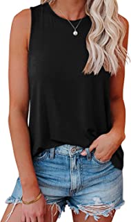 Womens Tank Tops Crewneck Loose Fit Basic Solid Color Casual Summer Sleeveless Shirts