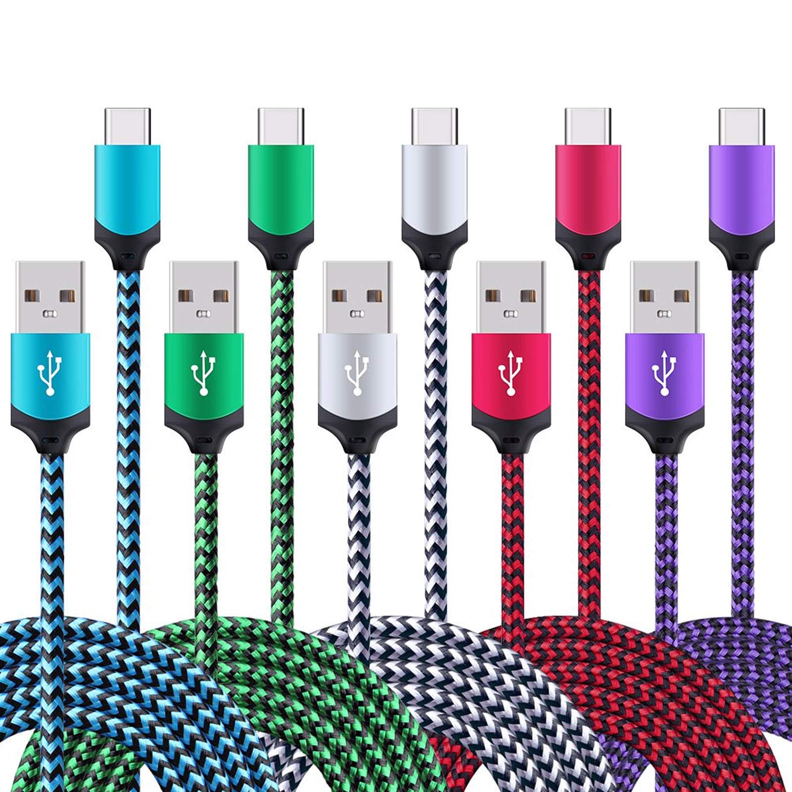 5Pack 6ft Fast USB Type C Cable Phone Charger Cord Compatible for Samsung Galaxy S23 S22 S21 S20 FE Ultra S10 S10+ S9 S8 Plus Note 20 Ultra 10 9 8 A51 A71 A53 A14 5G, LG G5 G6 G7 G8 V60 LG Stylo 4/5/6