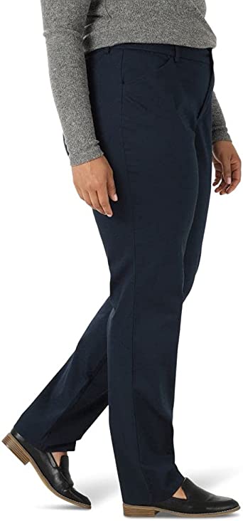          Lee Women's Plus Size Wrinkle Free Relaxed Fit Straight Leg Pant        