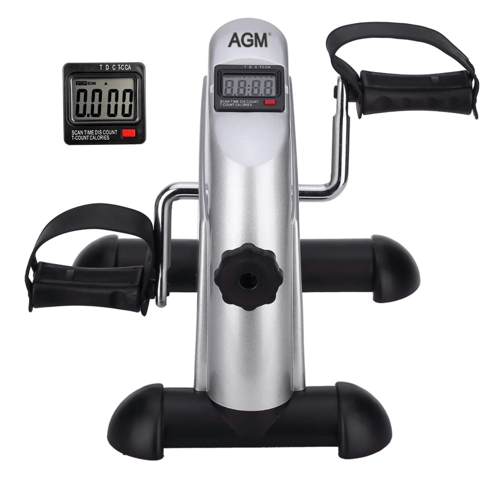 Mini Exercise Bike, AGM Under Desk Bike Pedal Exerciser Foot Cycle Arm & Leg Pedal Exerciser with LCD Screen Displays