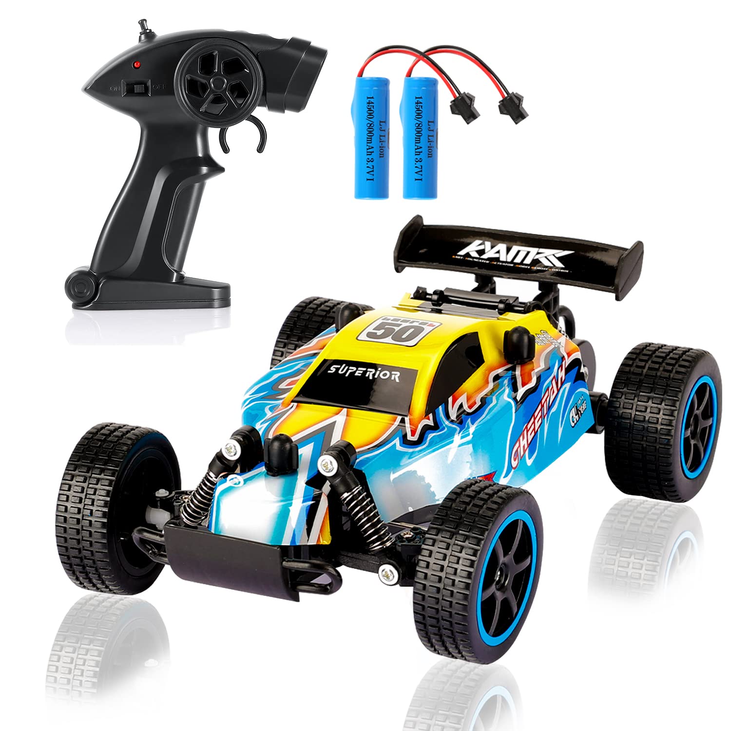 Remote Control Car for Boys - High-Speed RC Racing Car with 2 Rechargeable Batteries, 1/20 2WD All Terrain Hobby RC Cars Toys Fast Vehicle, Kids Car Toys for 6-12 Years Old Boys Xmas/Birthday Gifts