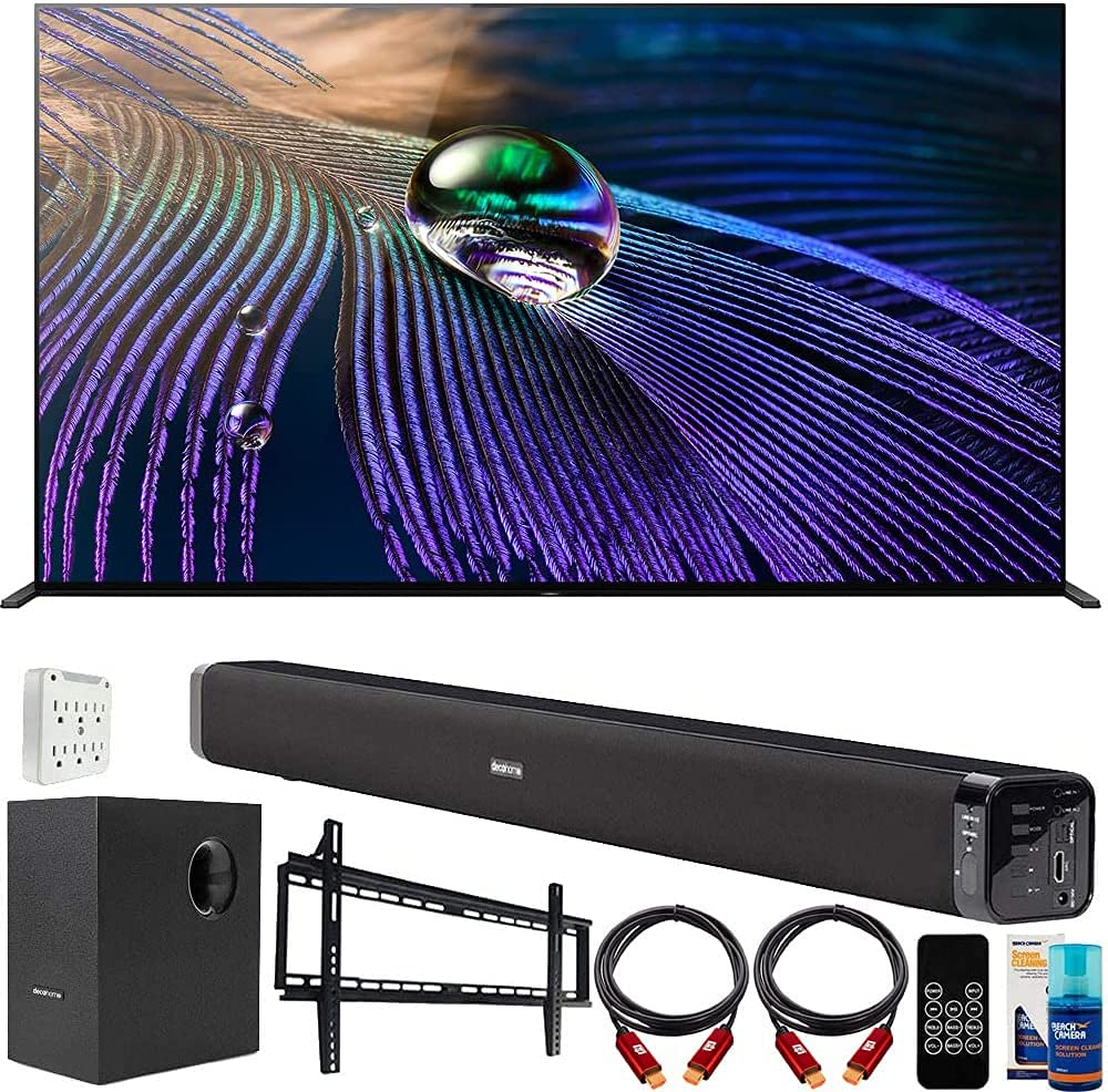 Sony XR83A90J 83-inch OLED 4K HDR Ultra Smart TV Bundle with Deco Gear Home Theater Soundbar with Subwoofer, Wall Mount Accessory Kit, 6FT 4K HDMI 2.0 Cables and More