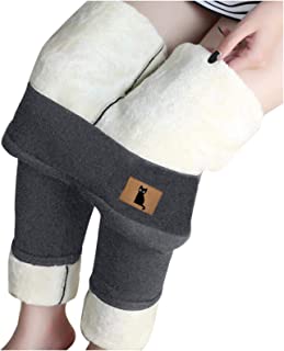 Sherpa Fleece Lined Leggings for Women High Waist Thick Tummy Control Winter Warm Cashmere Thermal Pants