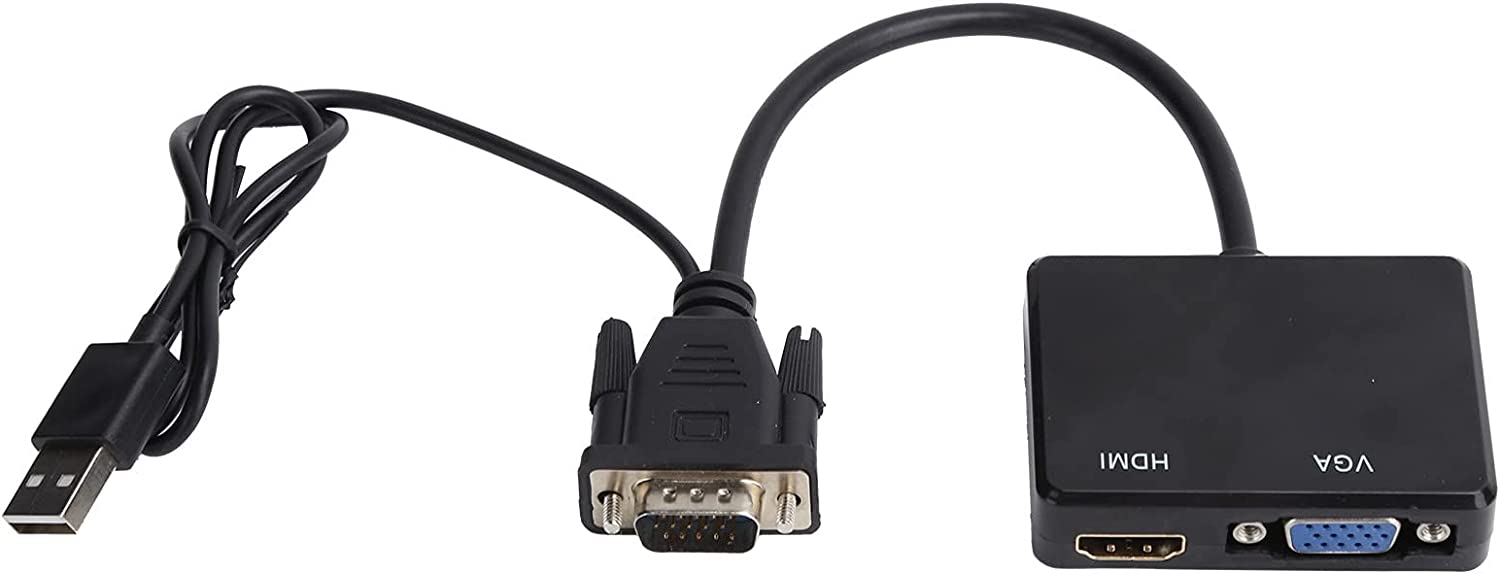         PUSOKEI VGA HD Multimedia Interface Splitter, Dual Display Adapter, Plug and Play, Suitable for VGA/XGA/SVGA/UGA Computer Desktop Laptop PC (Black)       