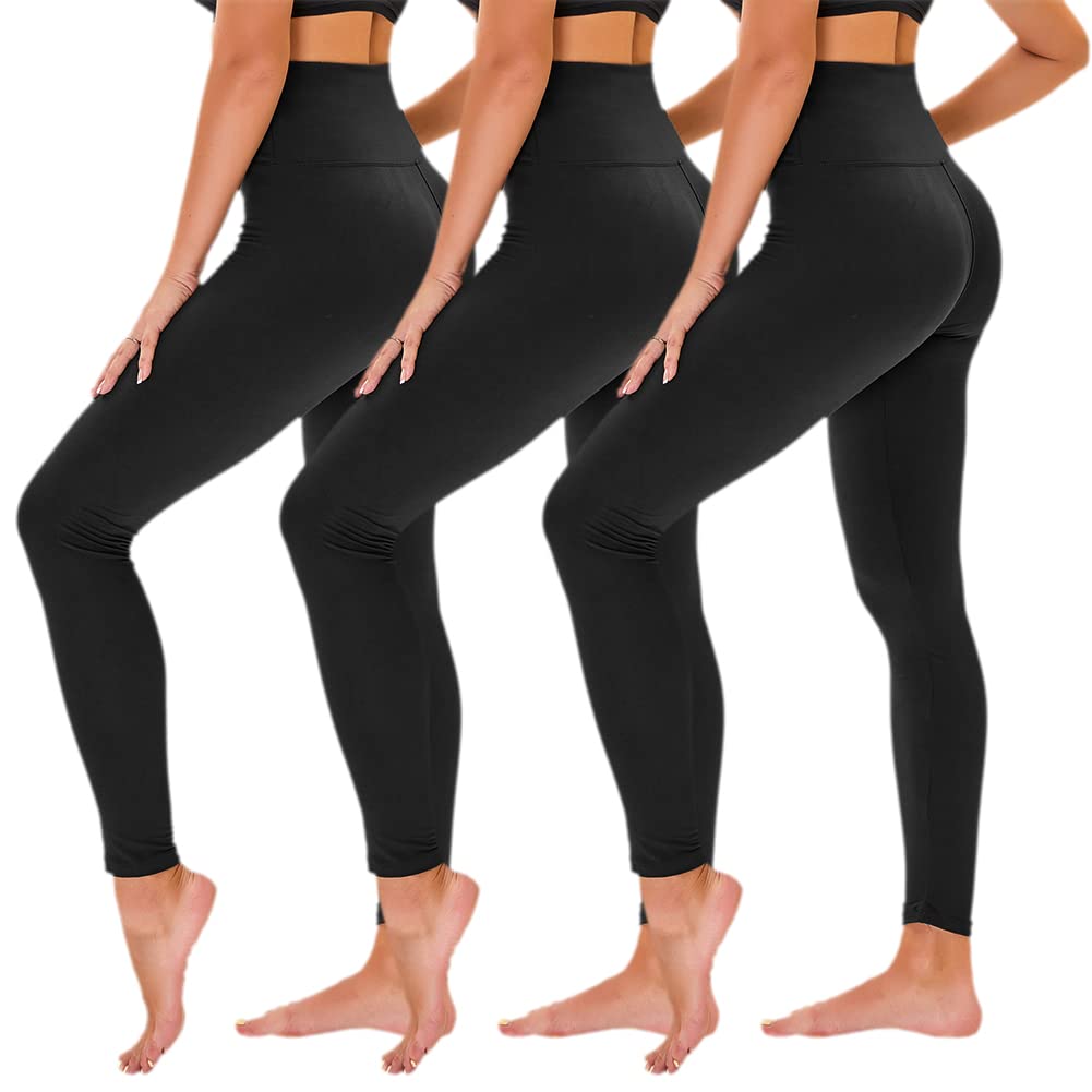 3 Pack High Waisted Leggings for Women - Buttery Soft Workout Running Yoga Pants