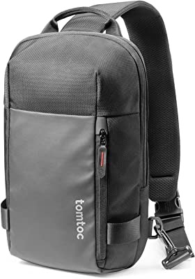 tomtoc Compact EDC Sling Bag, Minimalist Chest Shoulder Backpack Crossbody Bag for Nintendo Switch OLED, 11-inch iPad Pro with Keyboard, Water-resistant Lightweight Daypack for Travel, Work, Sport, 7L