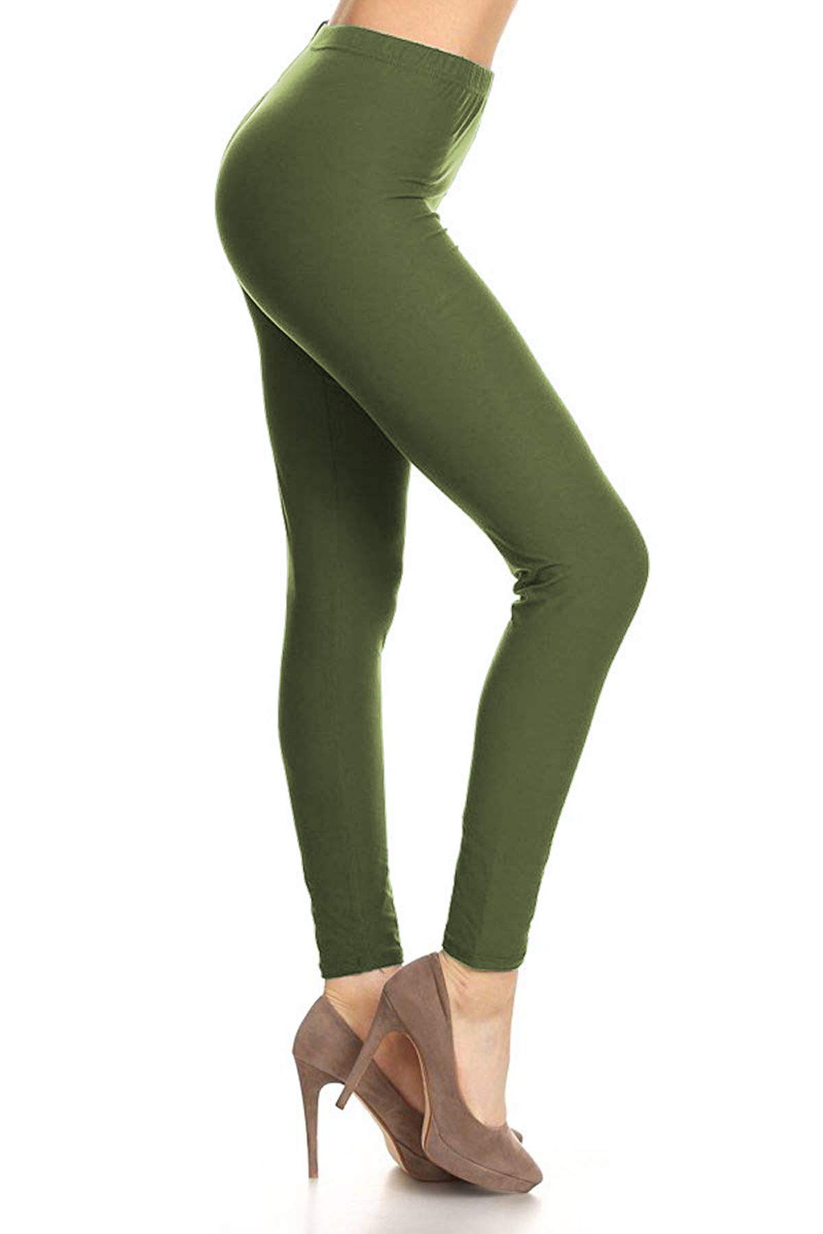 High Waist Leggings for Women Buttery Soft 1 inch Waistband Solid Leggings - Reg, Plus, 1X3X, 3X5X