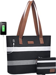 Laptop Shoulder Work Tote Bag for Women,Lightweight Casual School Bag Fits 15.6 In Laptop Handbag Purse 2pc/set