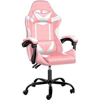          HealSmart 440lb Capacity, Black Racing Video Backrest and Seat Height Recliner Gaming, Pink        
