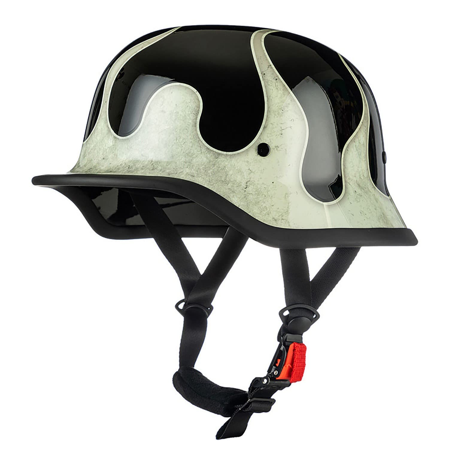 Motorcycle Retro Half Helmet DOT Approved Adult Men Women German Style Open Face Helmet Quick Release Strap for Scooter Bicycle Cruiser M~XXL 54~64 cm