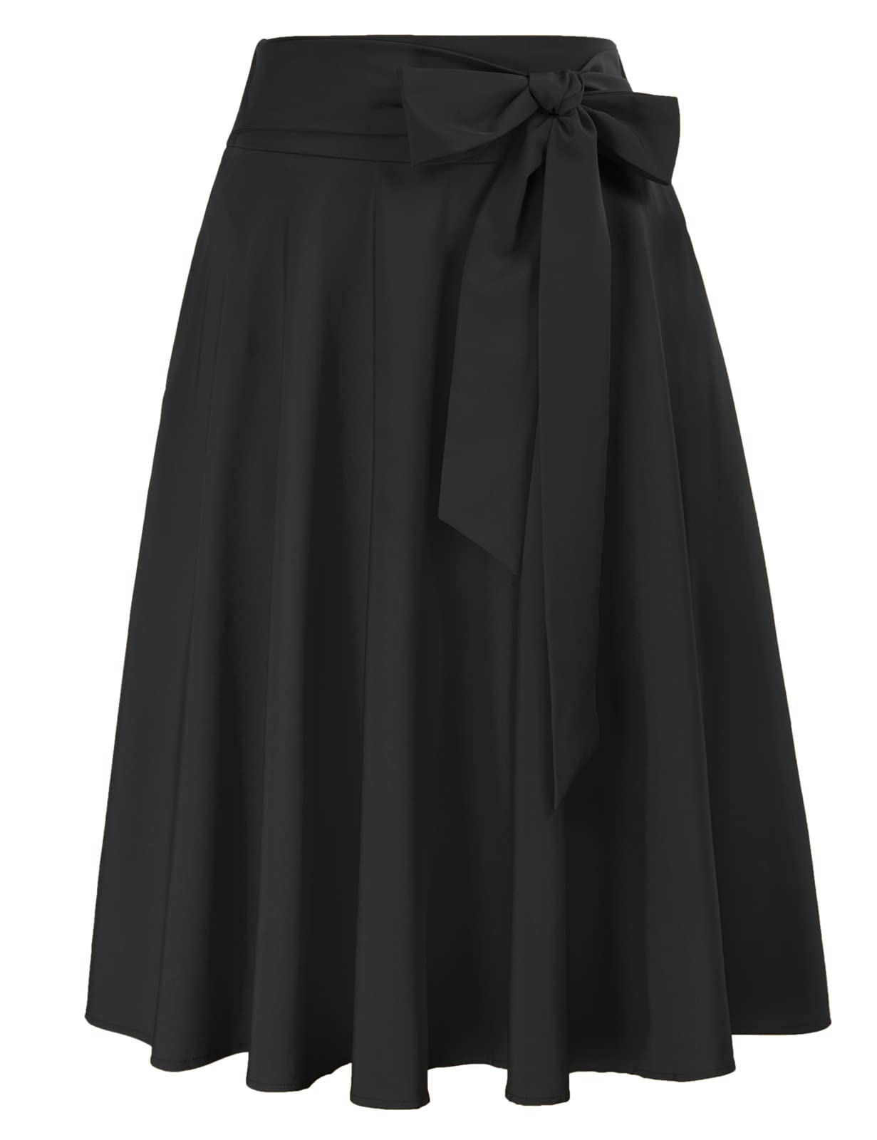 Women's Vintage Pleated Midi Skirts High Waist A-line Flared Skirts Pockets