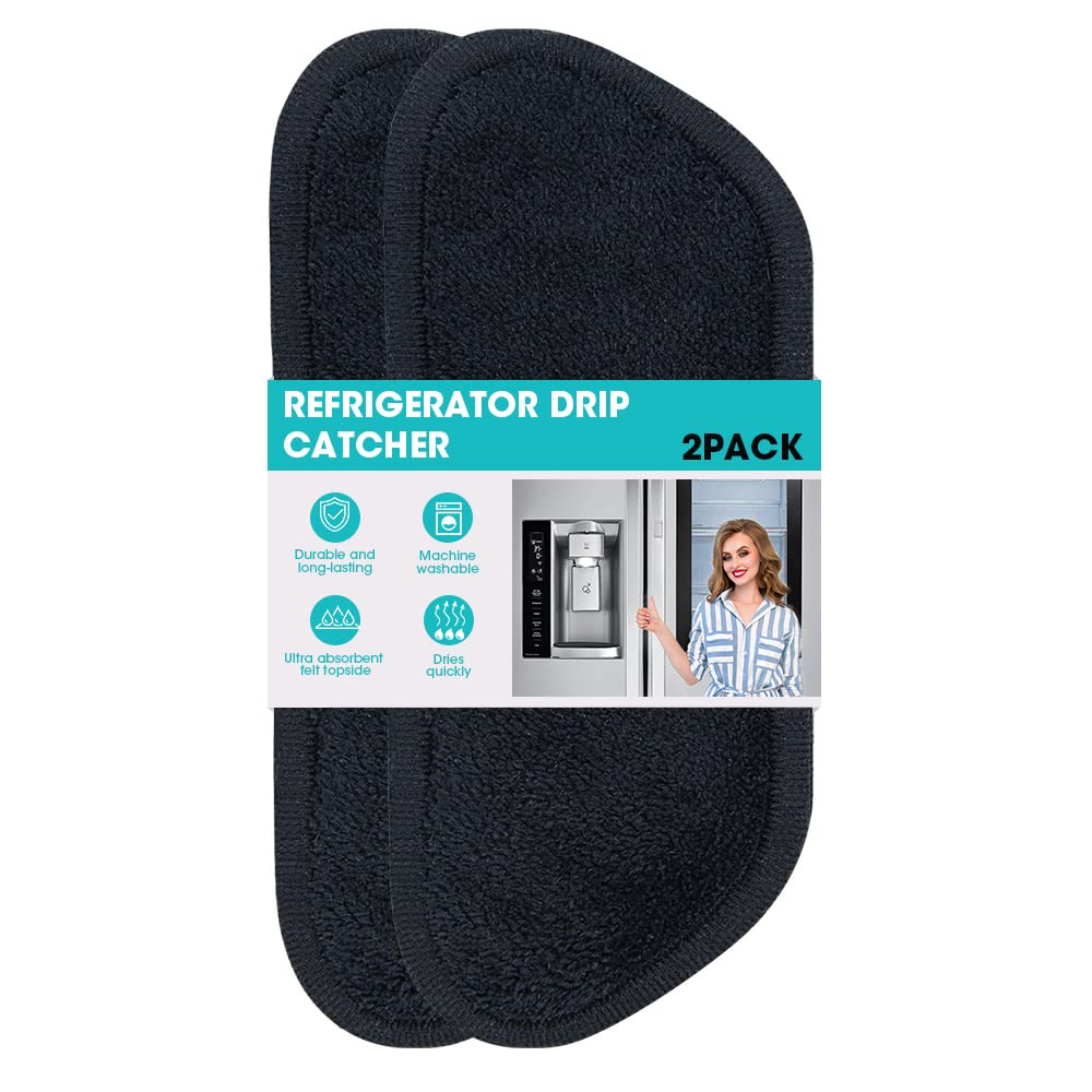 2Pcs Water Drip Tray Catcher for Refrigerator,Fridge Water Drip Tray Guard Pads,Refrigerator Water Tray Splash Catcher Absorbent Pads Mat Cover for Water Dispenser Pan&Ice Maker-Semi-Rectangular