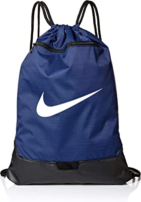 Brasilia Training Gymsack, Drawstring Backpack with Zipper Pocket and Reinforced Bottom, Midnight Navy/Black/White