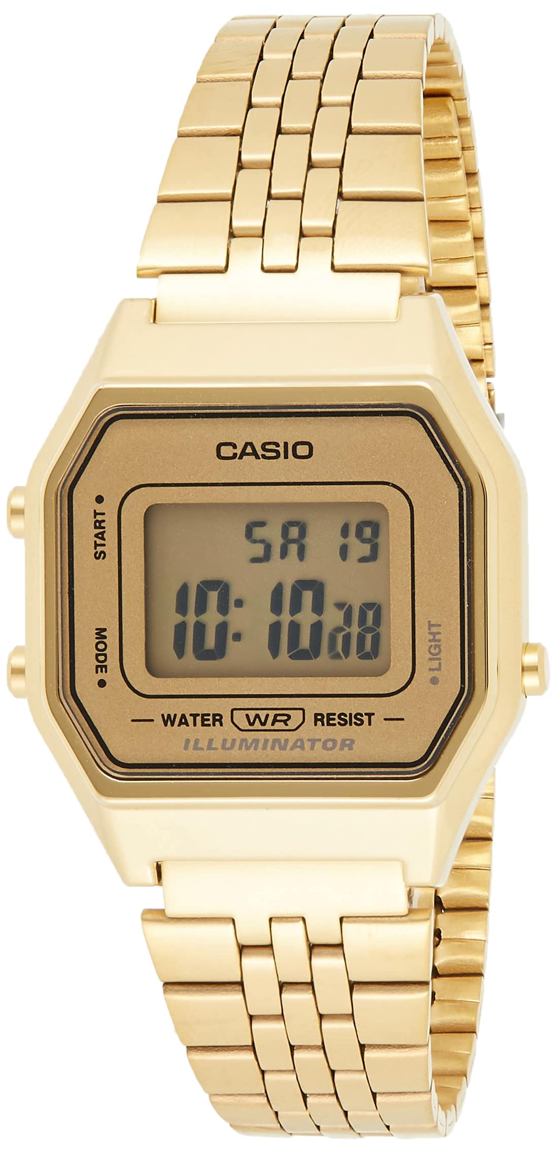 Ladies Mid-Size Gold Tone Digital Retro Watch LA-680WGA-9DF