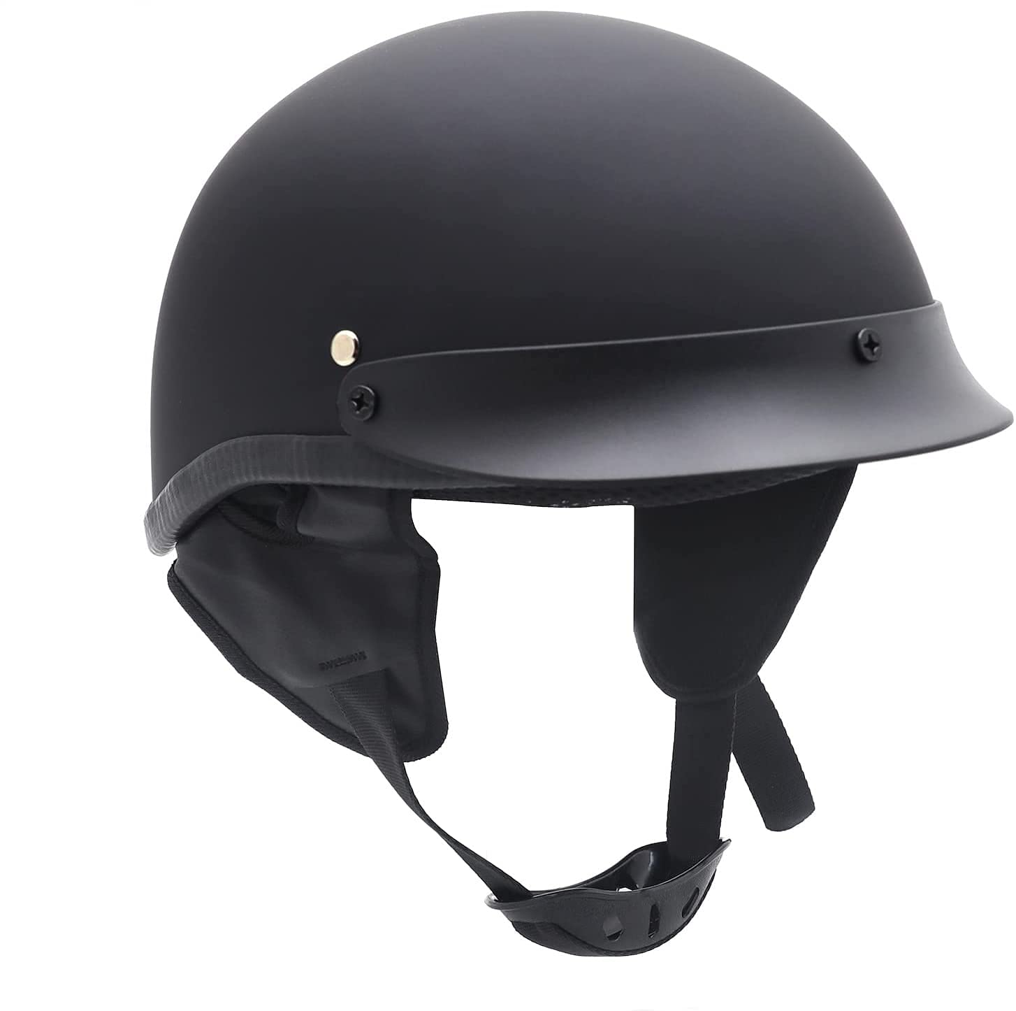 HTTMT MT506-001-L DOT Certified Matte Black Flat Black Compatible with Harley Davidson Half Face Helmet Chopper Cruiser Biker Size L
