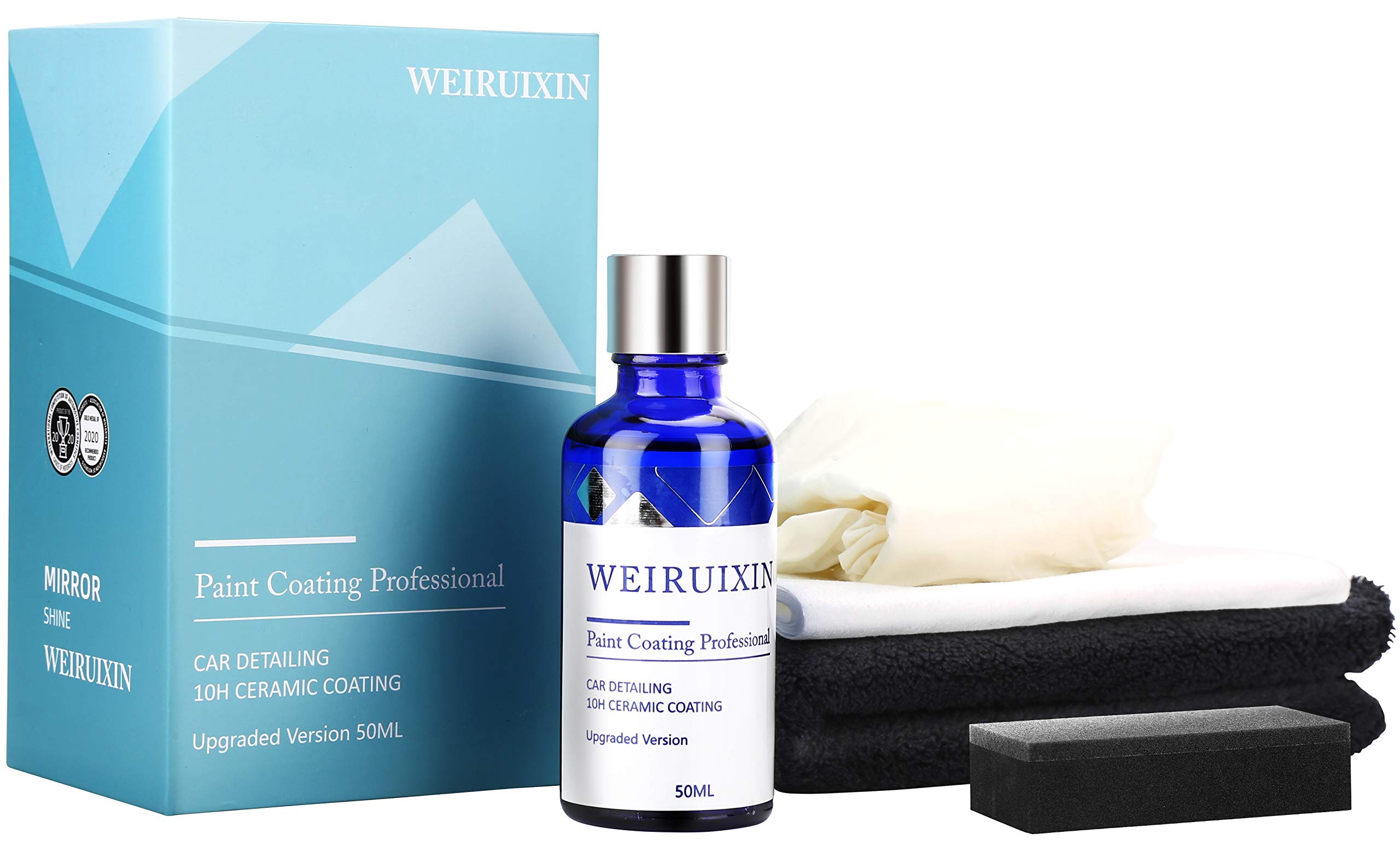 WEIRUIXIN 10H Ceramic Coating 3.0,High Gloss Hydrophobicty Anti Scratch Easy to Use Mirror Paint Protection Car kit 50ML Nano Ceramic Coating with Gloves sealant 2 Years Warranty