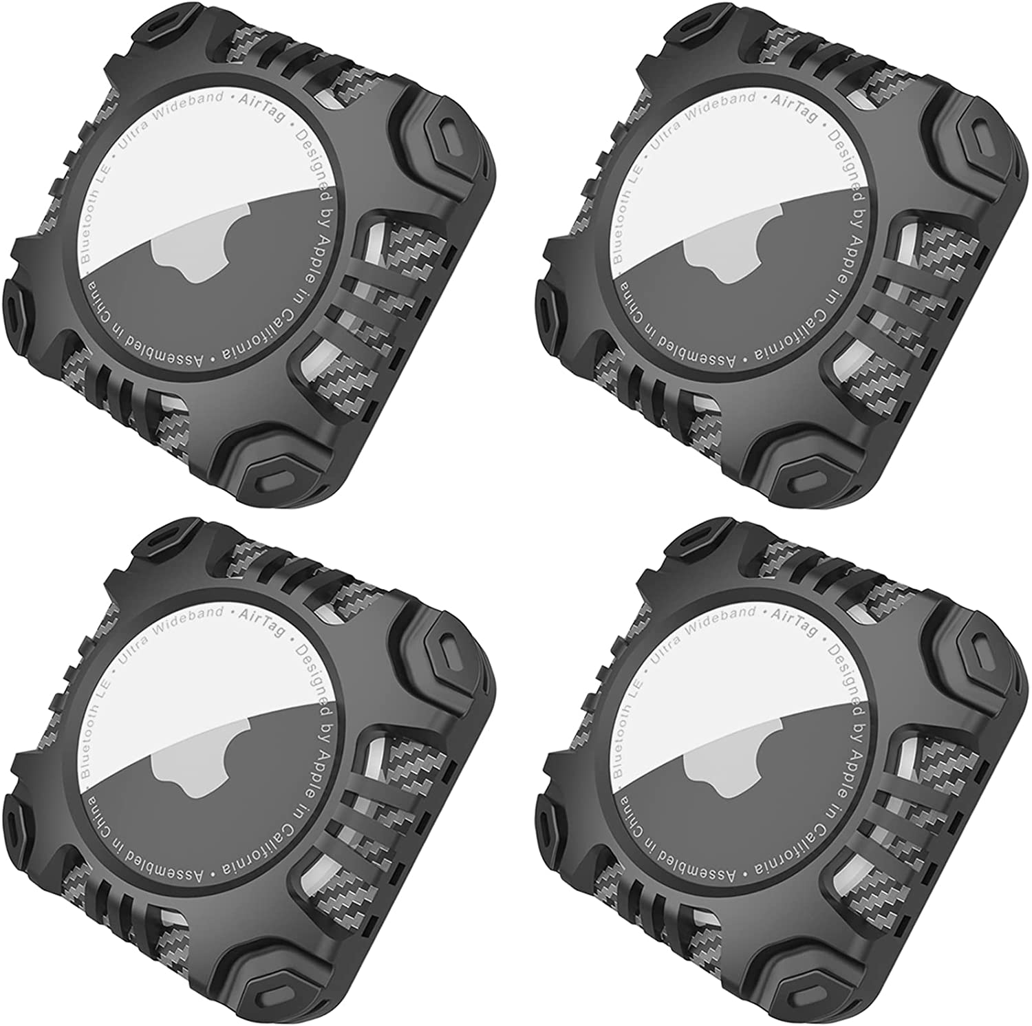         Airtag Holder, Case with Adhesive Sticker [4 Pack] Protective Shockproof Cover for Apple Air tag, Airtag Sticker Mount for Bike Car Laptop Wallet TV Remote Drone Camera Luggage Hidden - Black 